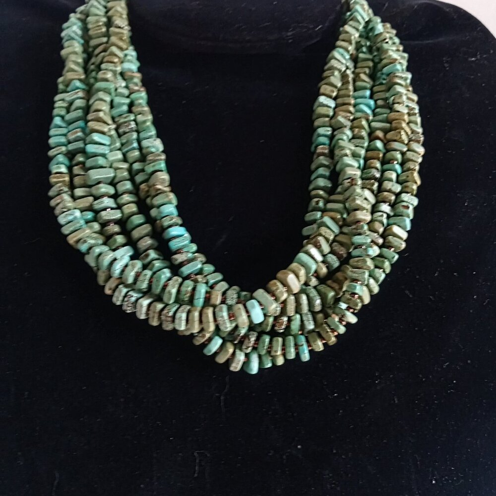 Genuine Signed Silpada 925 and Turqoise 6 Strand Necklace